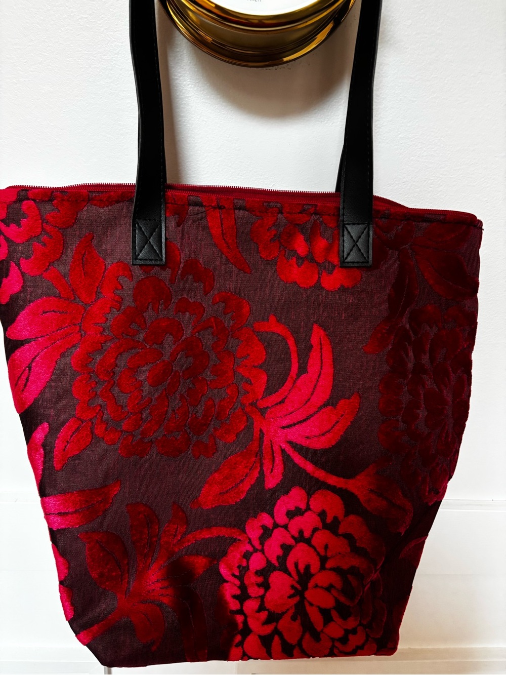 Carpet Tote Bag-Everyday Carry Bag-Shoulder Bag- Burnout Velvet 19th-century - Picture 3 of 11